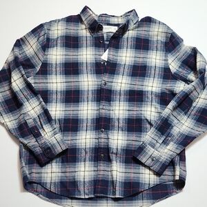 Abercrombie & Fitch Soft A&F Flannel Shirt Navy Red Plaid Long Sleeve XXL NWT